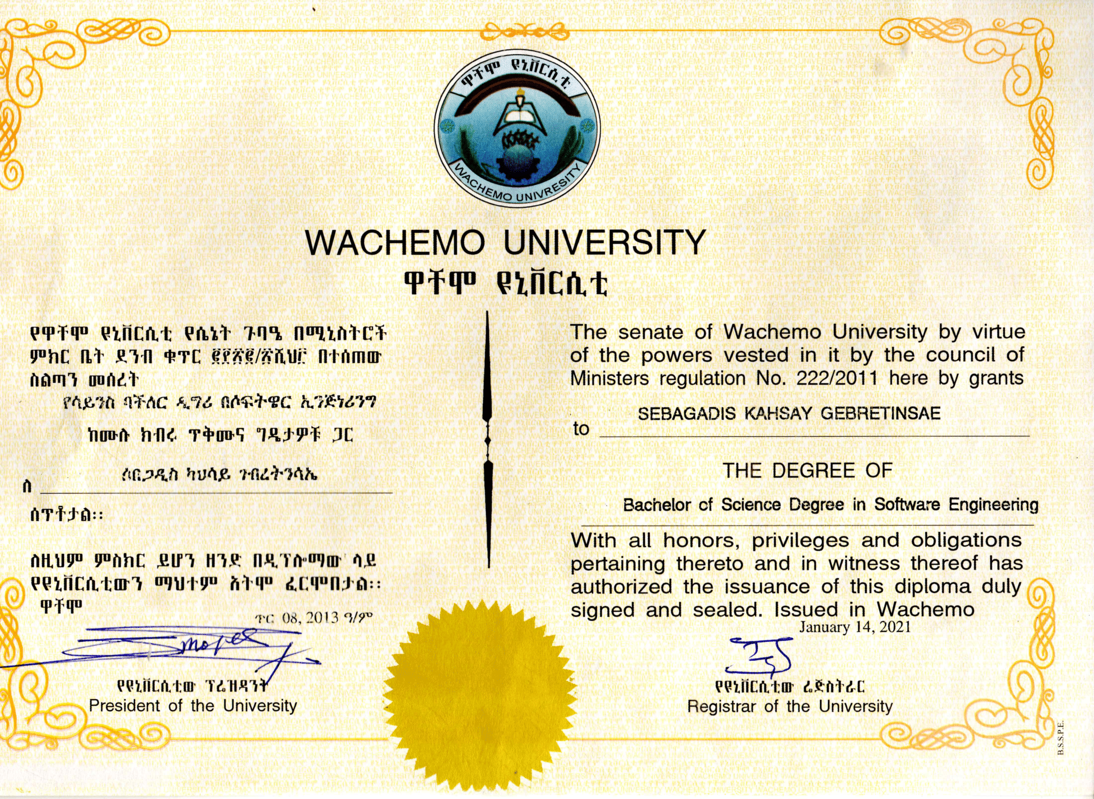 Bachelor of Science Degree in Software Engineering